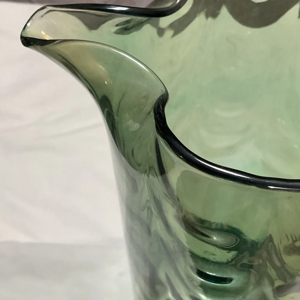 Green Glass Pitcher with Handle